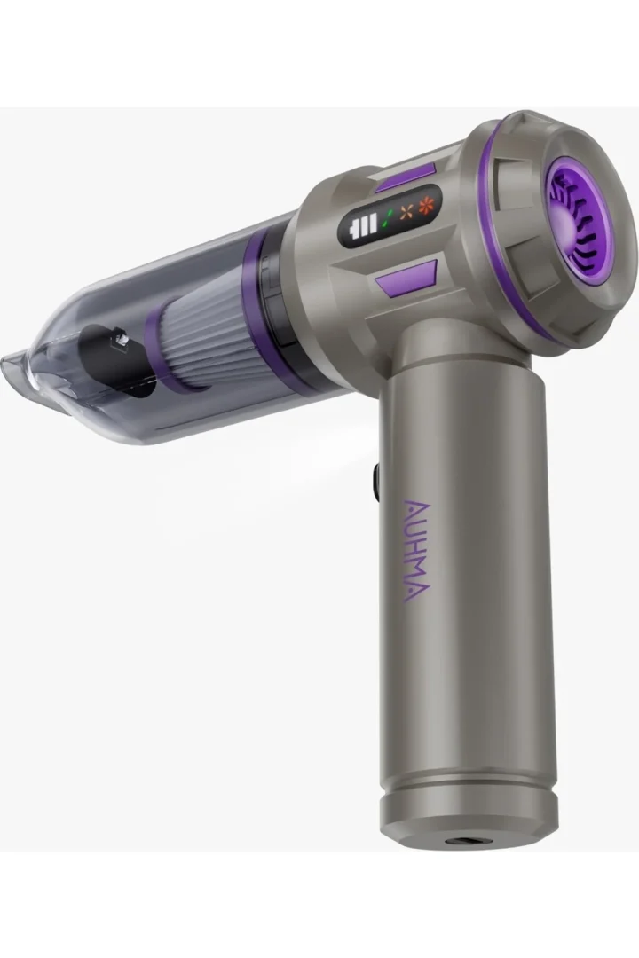 Auhma AHV-20 Kablosuz Araç İçi Süpürge 17000PA Güçlü Vakum Dijital Göstergeli 100W Fırçasız Motor Üfleyici