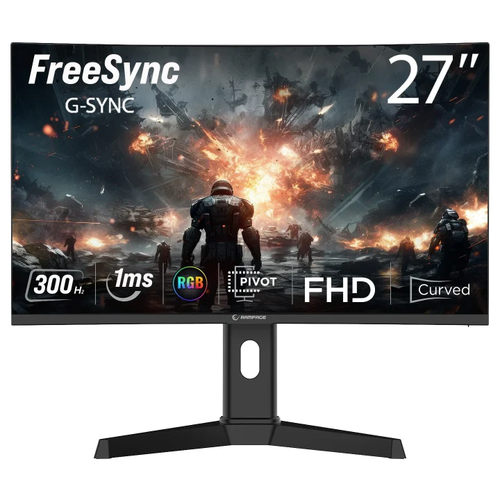 Rampage Drop DR27C300F 27 300Hz 1ms Fast VA FHD Freesync/Gsync Pivot R1500 Curved Oyuncu Monitörü