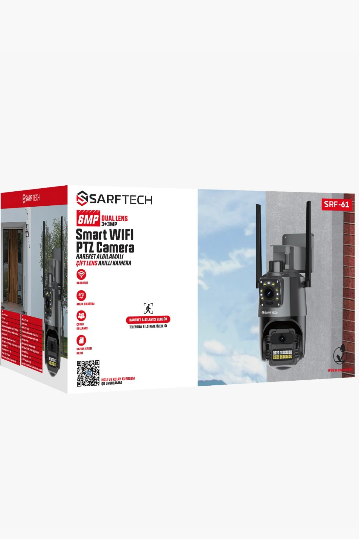2+2 Mp Hd 4K Ip Kamera Wifi Özellikli Hareket Takipli Gece Sensörlü Güvenlik Kamerası Blm-61