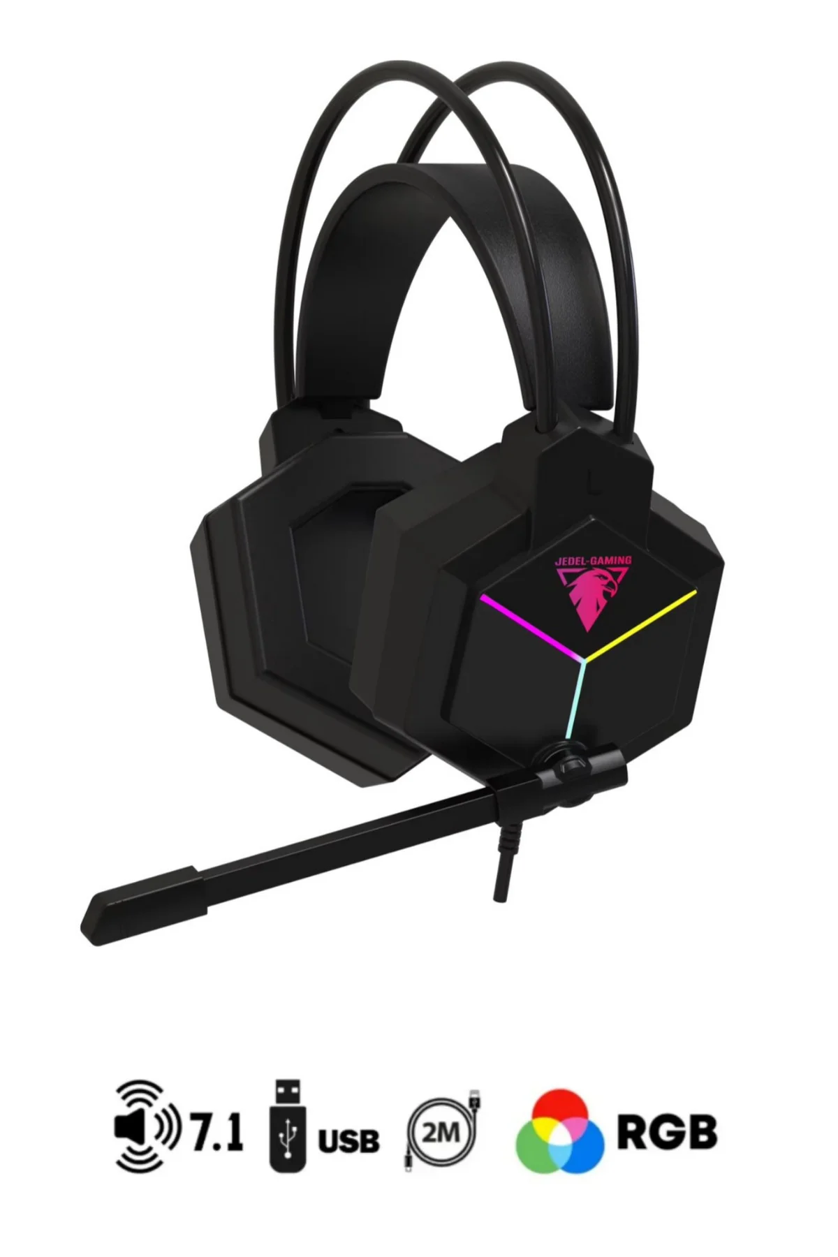 7.1 USB Siyah Reinbow Aydınlatmalı Argonomik Hafif Gaming Oyuncu Kulaklık