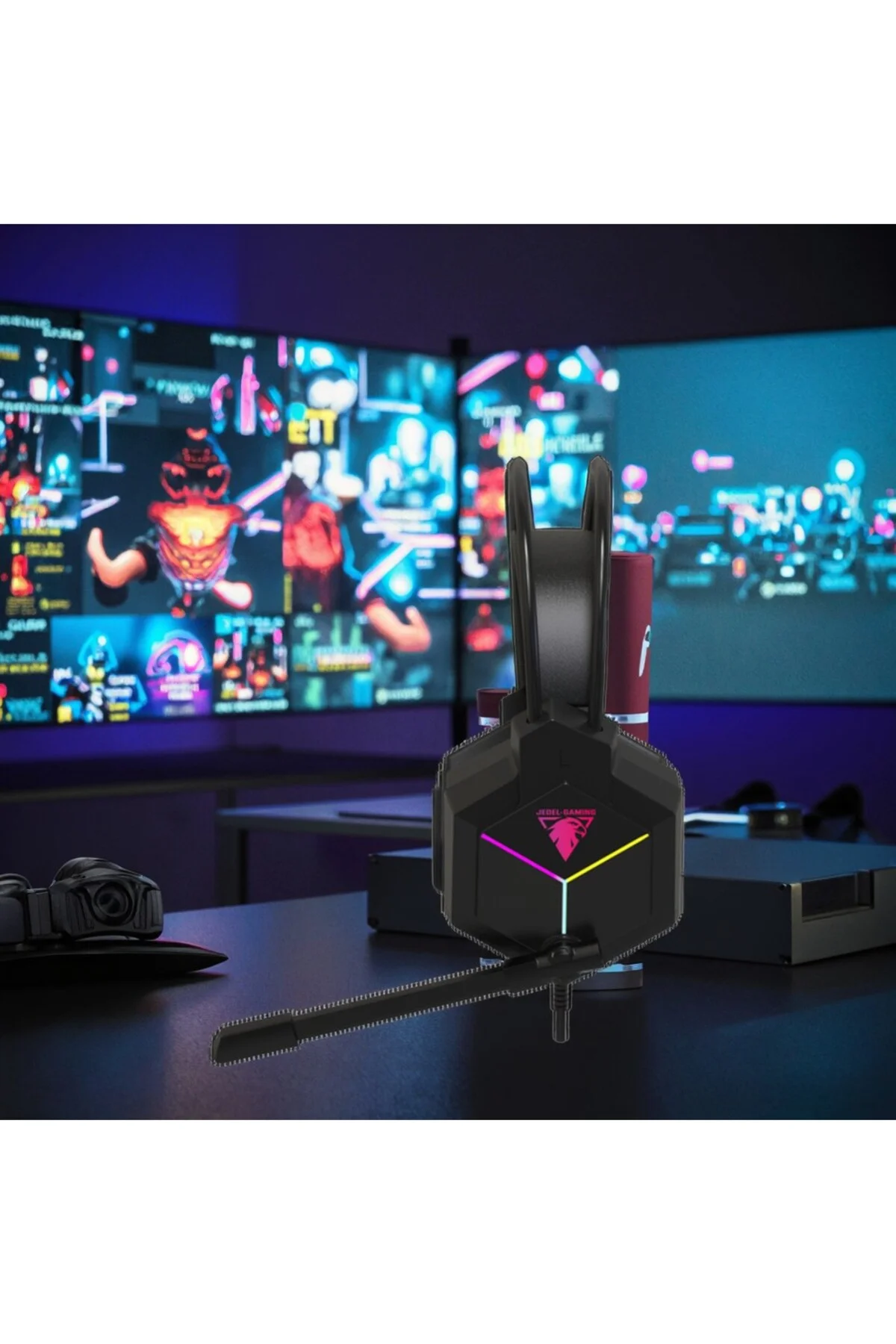 7.1 USB Siyah Reinbow Aydınlatmalı Argonomik Hafif Gaming Oyuncu Kulaklık