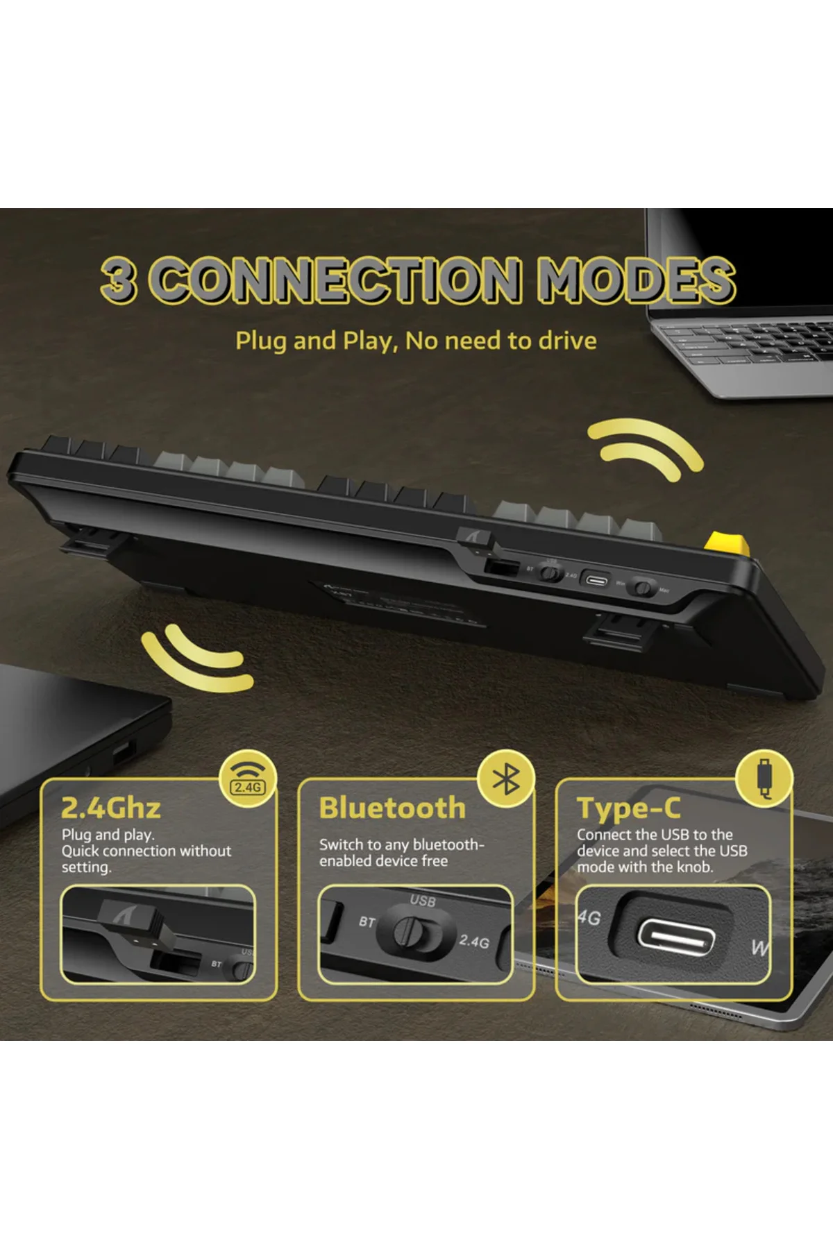 AttackShark X87 Star Black RGB App Uygulamalı SBerry Switch TriMode Profesyonel Gaming Oyuncu Klavye