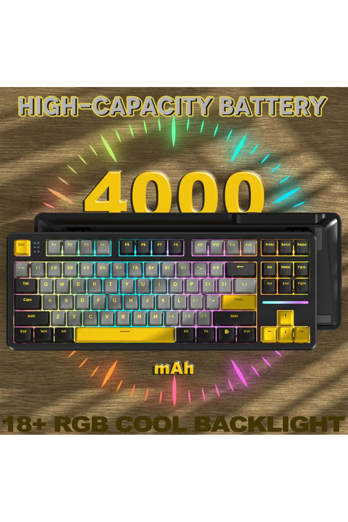 AttackShark X87 Star Black RGB App Uygulamalı SBerry Switch TriMode Profesyonel Gaming Oyuncu Klavye