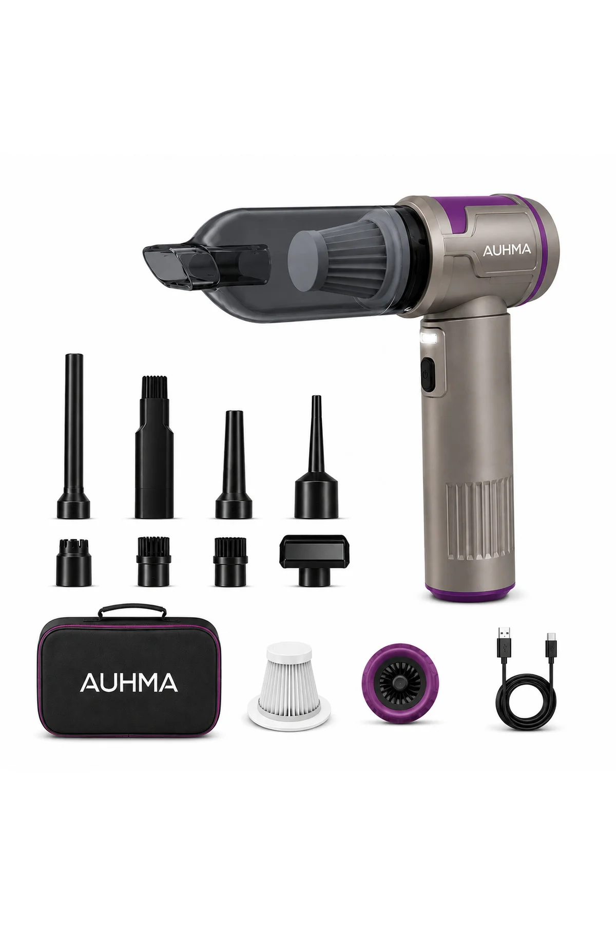 auhma AHV-41 20.000 Pa Kablosuz Araç Süpürgesi – 100W Güç, Dijital Ekran, LED Fener, Güçlü Süpürge G