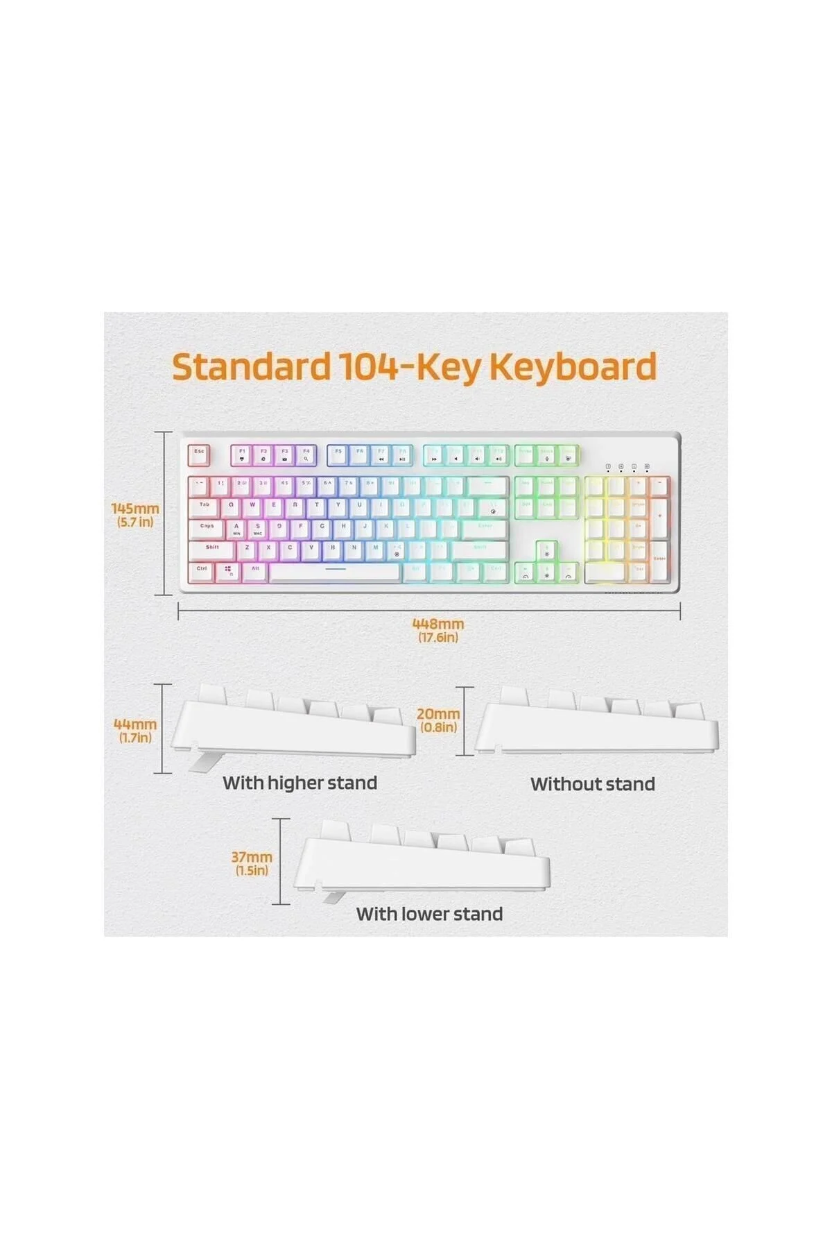Beyaz Rgb Mavi Switch Q Gaming Tam Mekanik Kablolu Oyuncu Klavyesi Bkb4