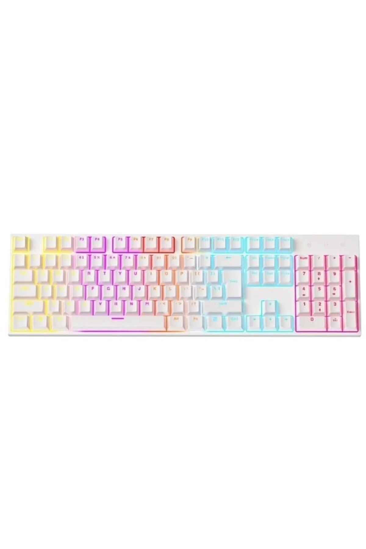Beyaz Rgb Mavi Switch Q Gaming Tam Mekanik Kablolu Oyuncu Klavyesi Bkb4