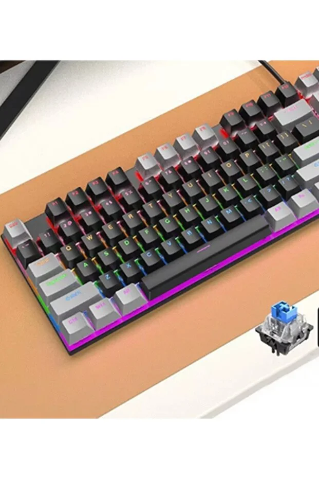 Blue Switch Rgb Oyun Klavyesi Gaming Mekanik 104 Tuşlu RGB Led Usb Kablolu Mekanik Klavye