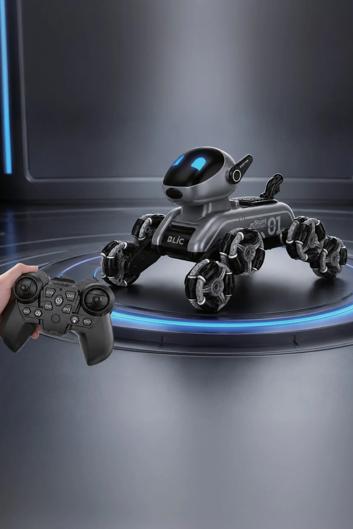 BRB3 AI Robot Dog Akıllı Robot Köpek – 2.4GHz Uzaktan Kumandalı, 360° Omni Tekerlekli, Drift ve