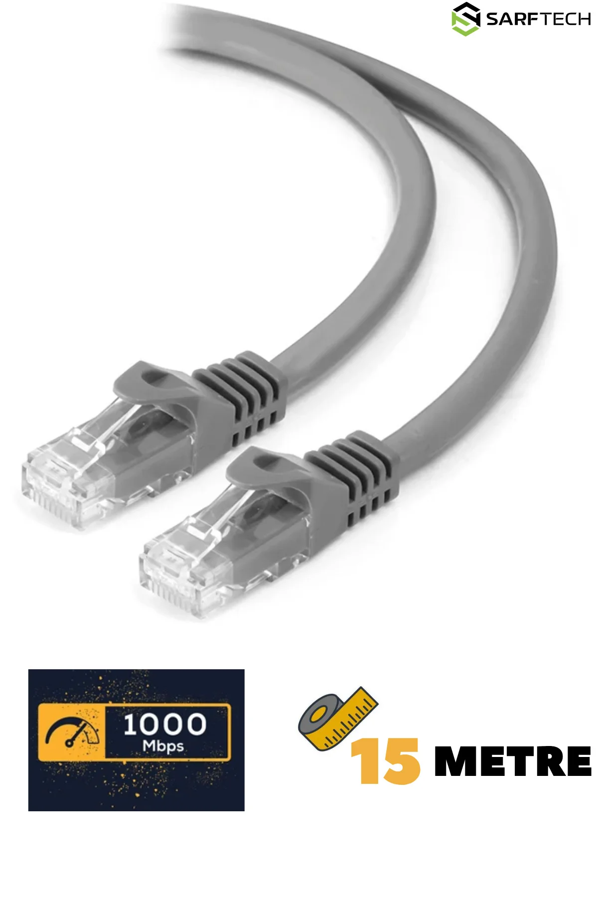 CAT6 15 Metre Lan Ethernet Kablosu İç Dış Mekan Test Edilmiş Fabrikasyon Premium Network Kablo