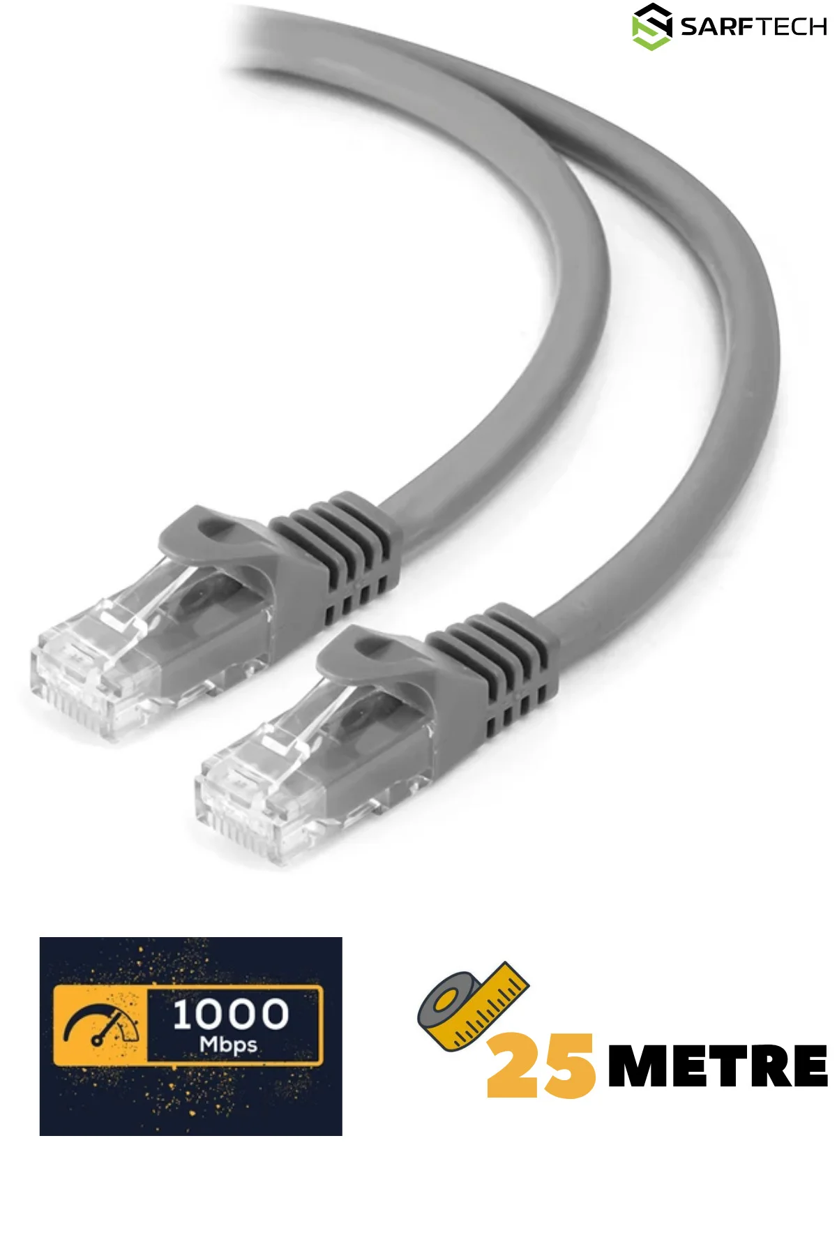 CAT6 25 Metre Lan Ethernet Kablosu İç Dış Mekan Test Edilmiş Fabrikasyon Premium Network Kablo