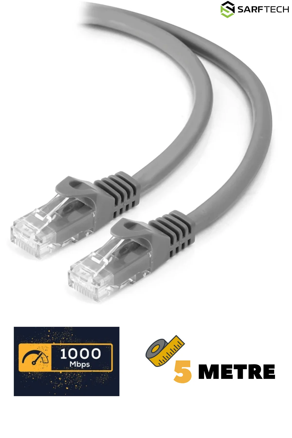 CAT6 5 Metre Lan Ethernet Kablosu İç Dış Mekan Test Edilmiş Fabrikasyon Premium Network Kablo