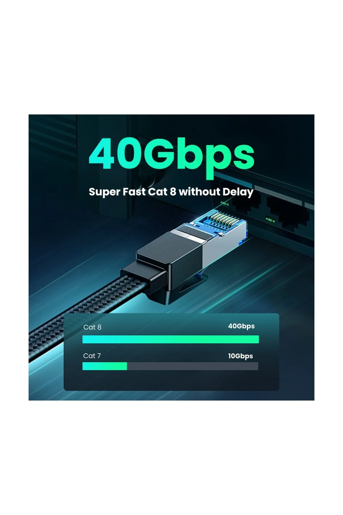 CAT8 20 Metre Premium Süper Hızlı Ethernet Kablosu 40 Gigabit/S 2000Mhz Metal Zırhlı RJ45 Lan Kablo