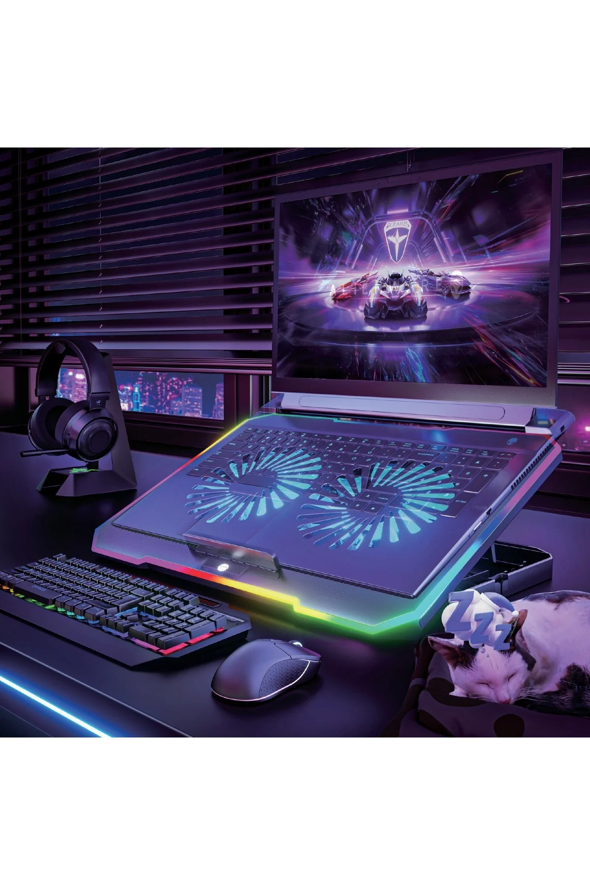 Çift Fanlı 9-17'' Uyumlu RGB Gaming Laptop Soğutucu Cooling Pad Ayarlanabilir Notebook Altlığı