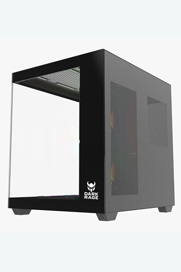 Darkrage Beyaz/Siyah 5 Fanlı 120mm ARGB Tuş+Kumanda Temperli Cam Mini Gaming Oyuncu Bilgisayar Kasası