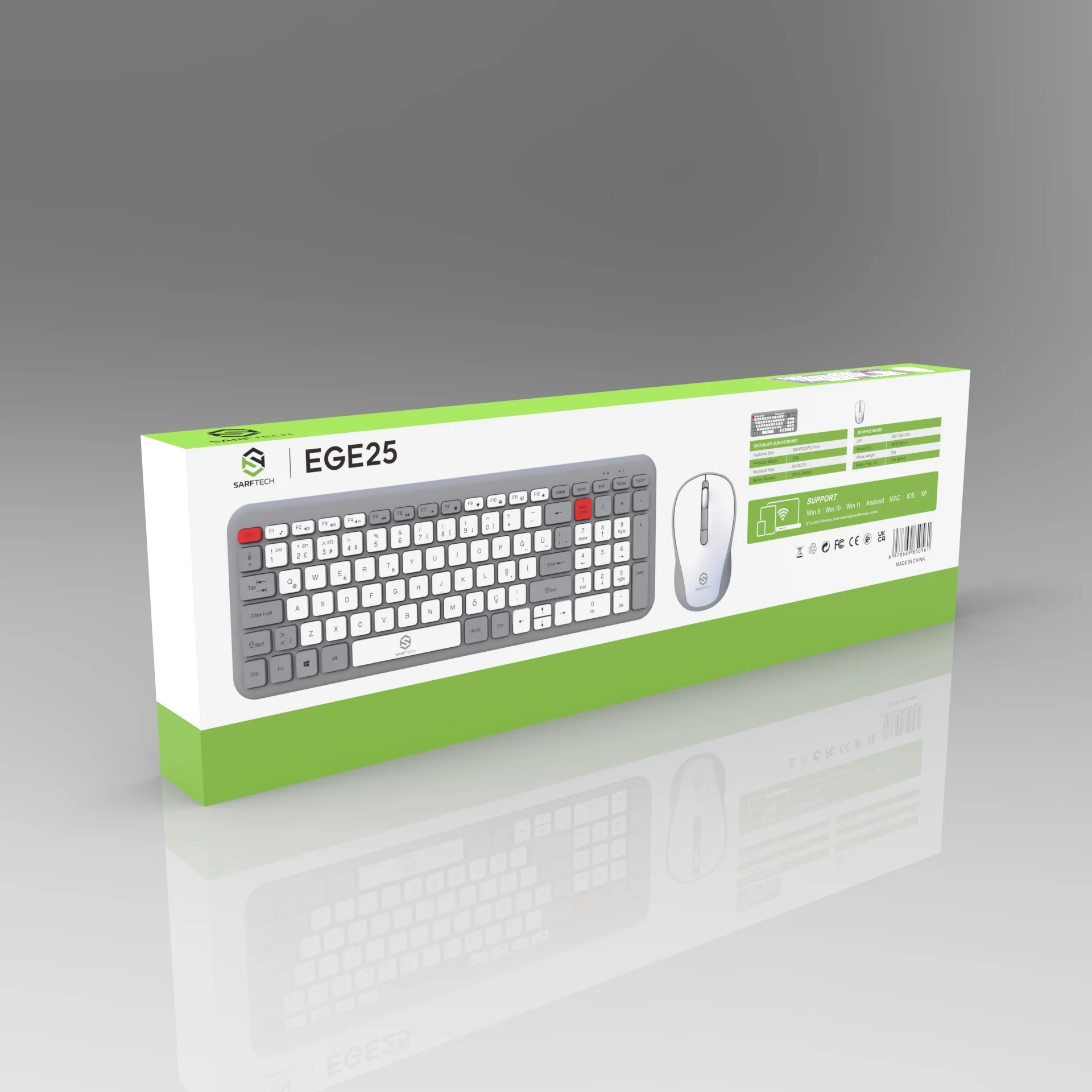 EGE25 Bluetooth + Kablosuz Klavye Mouse Set
