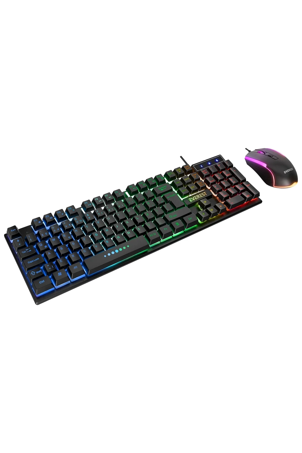 Everest Klavye Mouse Set Oyuncu Gökkuşağı Aydınlatmalı KM-198 Luminax Siyah