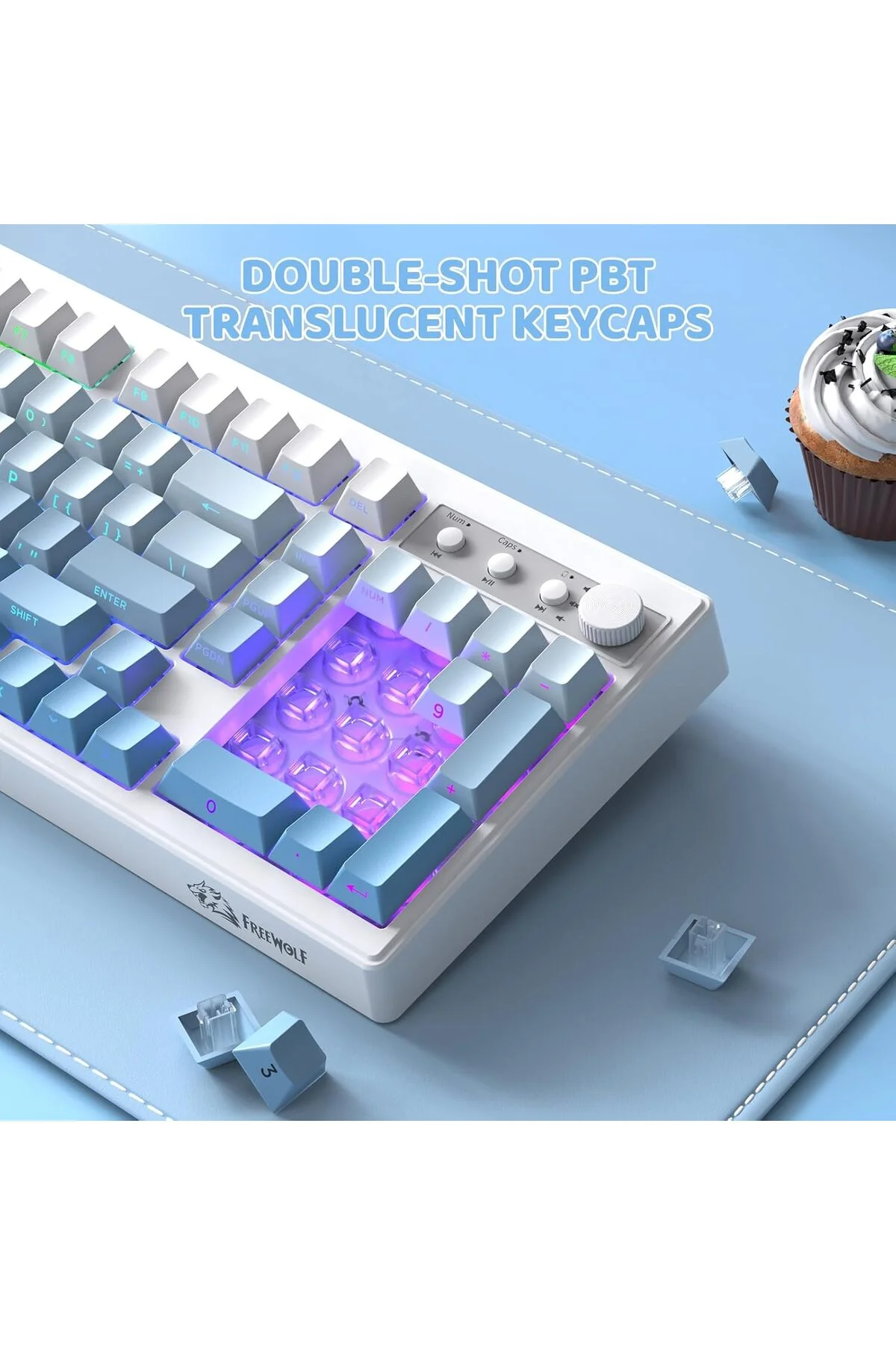 Freewolf K100 102 Tuş RGB Mebran Kablosuz BT+2.4Ghz Triple Mod Gaming Oyuncu Klavyesi