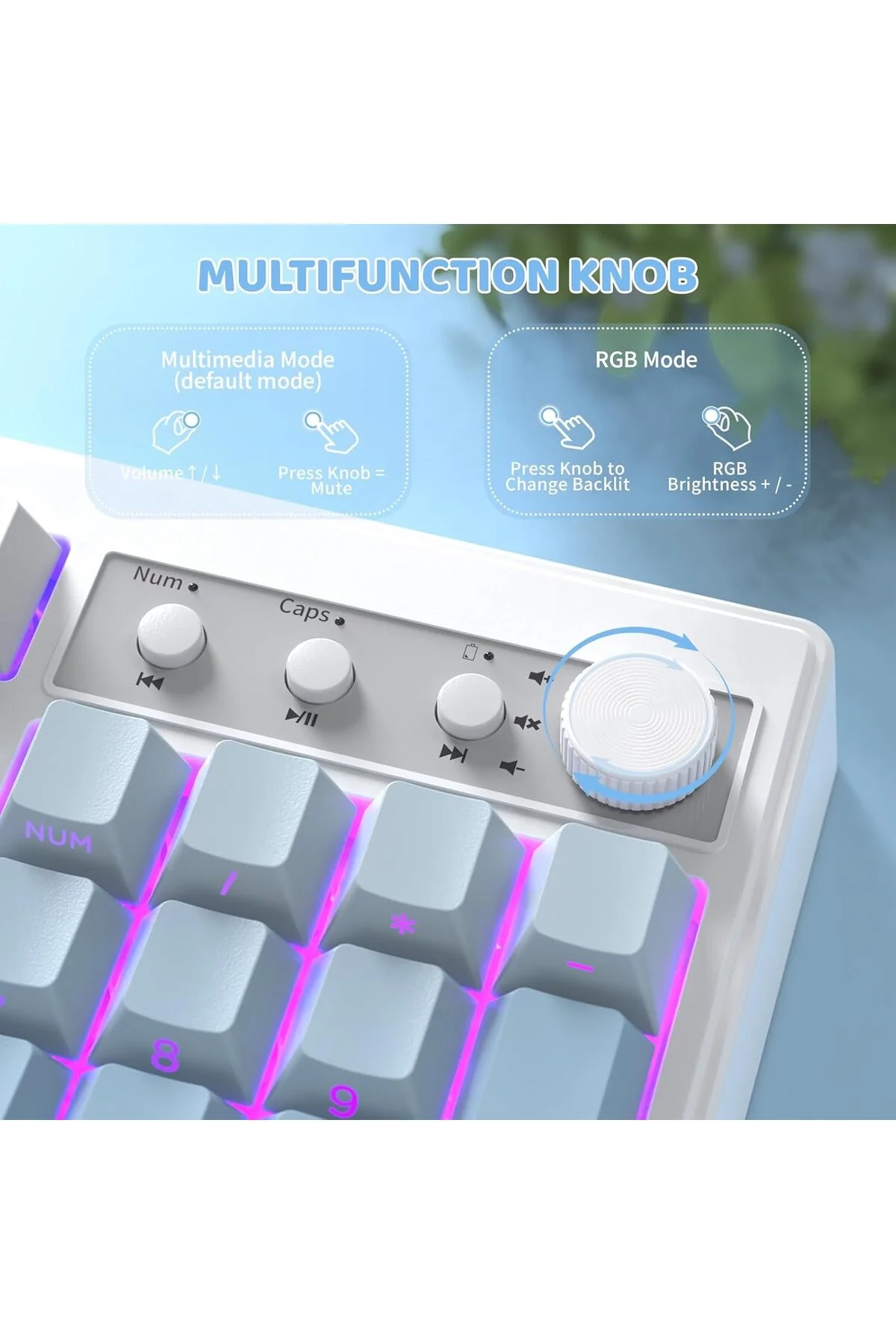Freewolf K100 102 Tuş RGB Mebran Kablosuz BT+2.4Ghz Triple Mod Gaming Oyuncu Klavyesi
