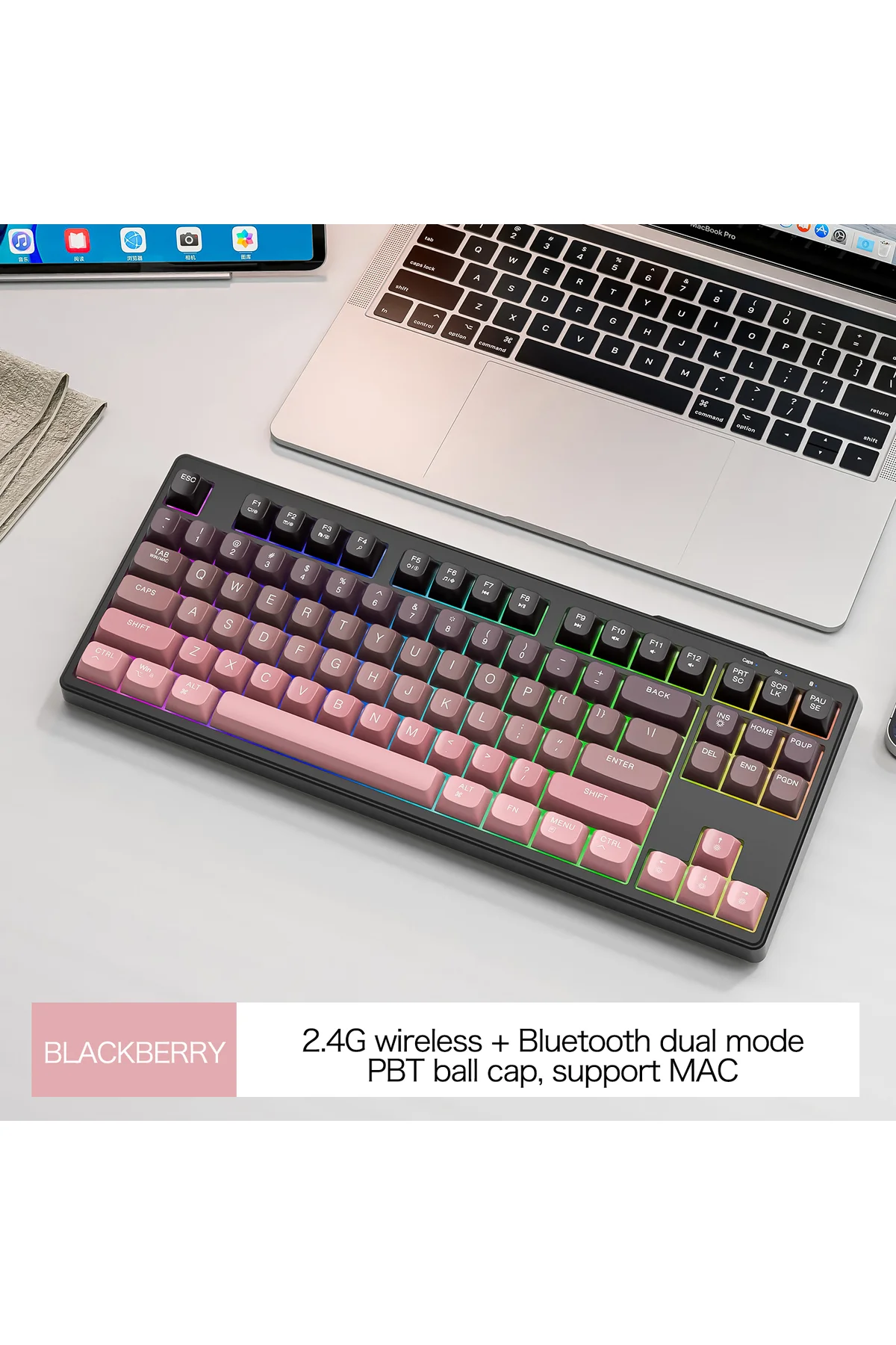 Freewolf M87 PBT Tuş Mebran Triple Bağlantı Modu Reinbow Aydınlatmalı Gaming Oyuncu Klavyesi