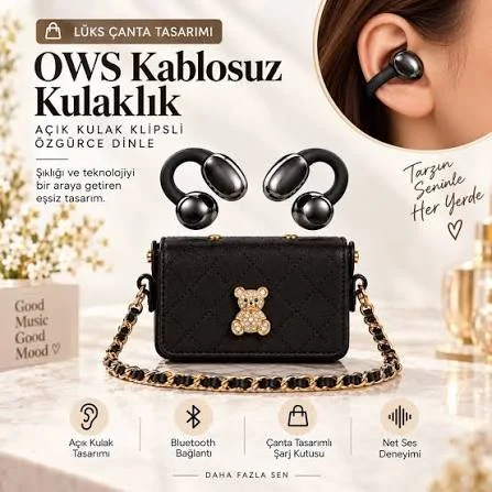 Fulltech FB36 Çantalı Zarif Şık Küpe Tipi Kablosuz Bluetooth Kulaklık