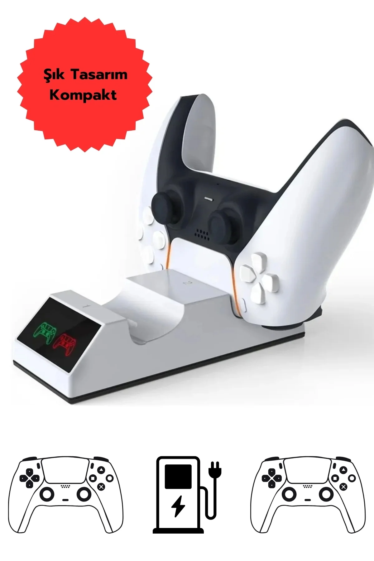 Hepu TP5-0508B Ps5 Joystick Şarj Standı Dualsense Göstergeli Şarj İstasyonu