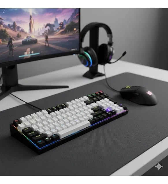 Jedel 100 Tuşu RGB Gaming Mekanik Klavye Oyuncu Klavyesi Uzun Ömürlü Blue Switch