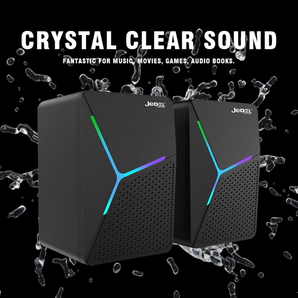 Jedel S-553 RGB Işıklı 1+1 Masaüstü Bilgisayar Hoparlörü (USB + 3.5mm AUX)