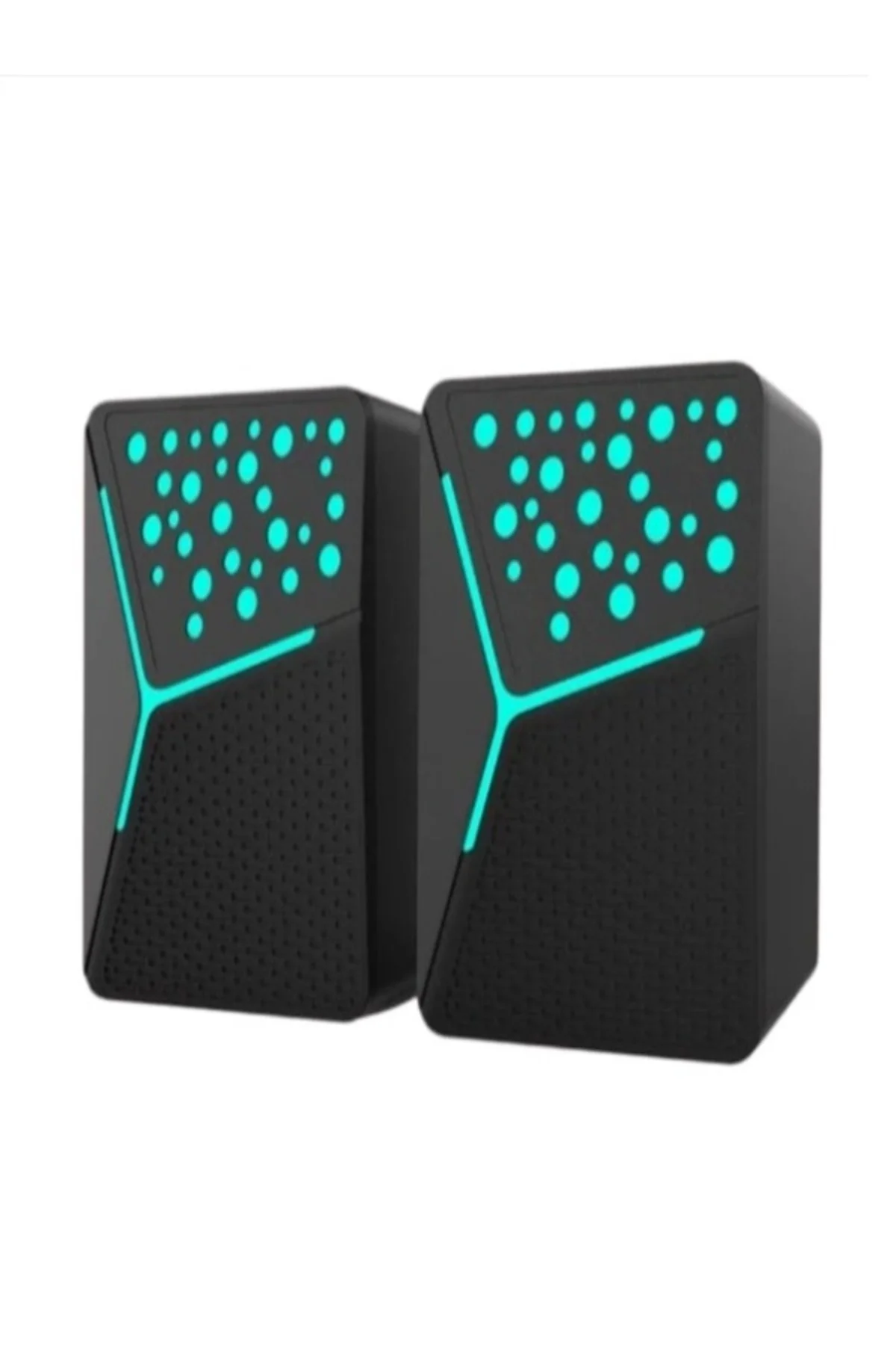 Jedel S-554 Nokta Desenli RGB Işıklı 1+1 Masaüstü Bilgisayar Hoparlörü (USB + 3.5mm AUX)
