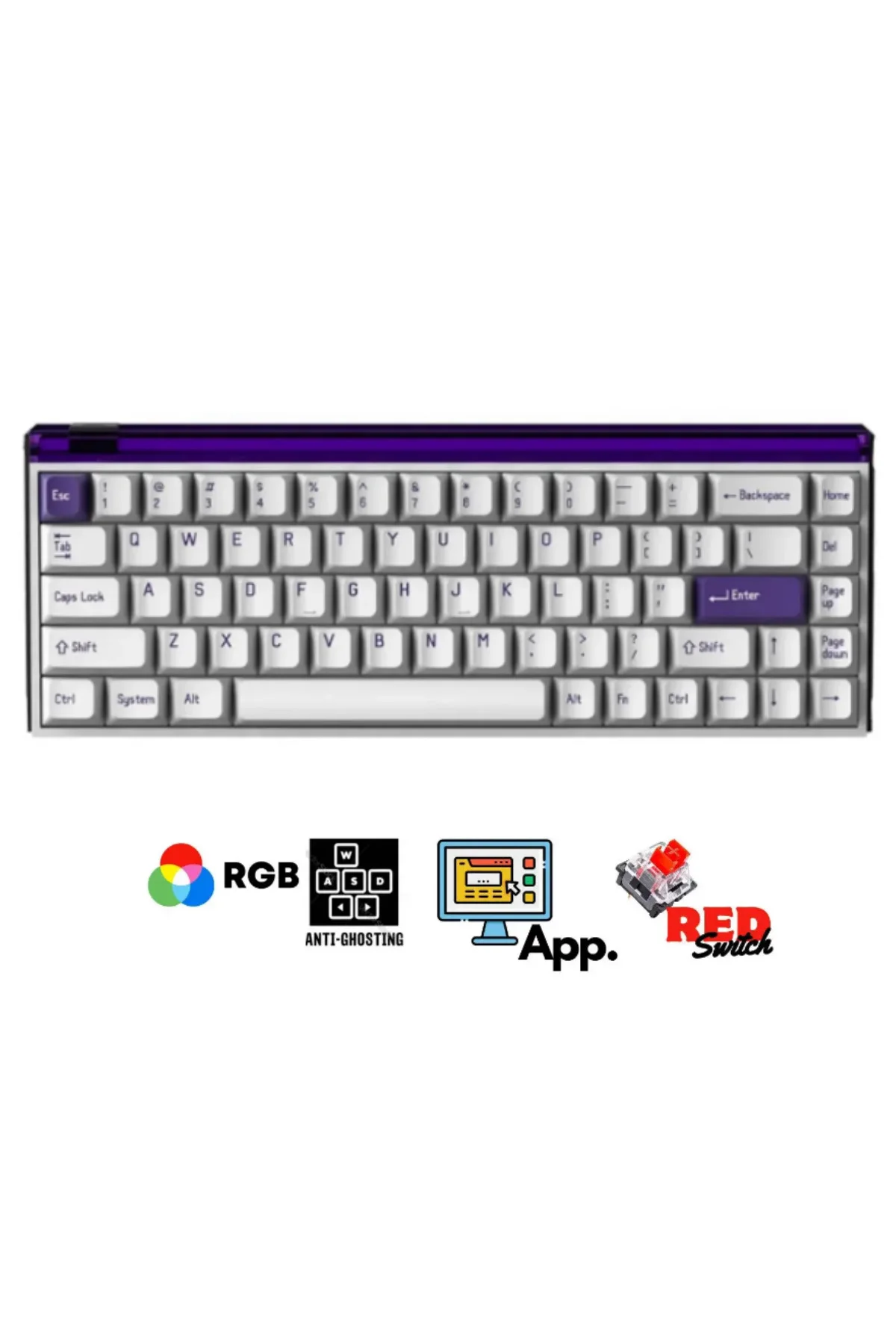 K68 Pro V3 Kablolu Mekanik Oyuncu Klavyesi Hottswapp Red Switch App Türkçe Q Gaming Beyaz Klavye