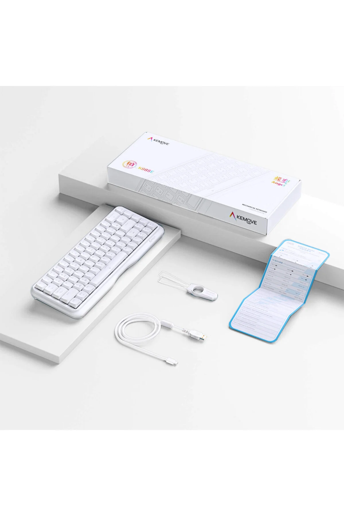K68se %65 Sade Tasarım Usb Beyaz Mekanik Red Switch Gaming Oyuncu Klavyesi Aparat Hediyeli