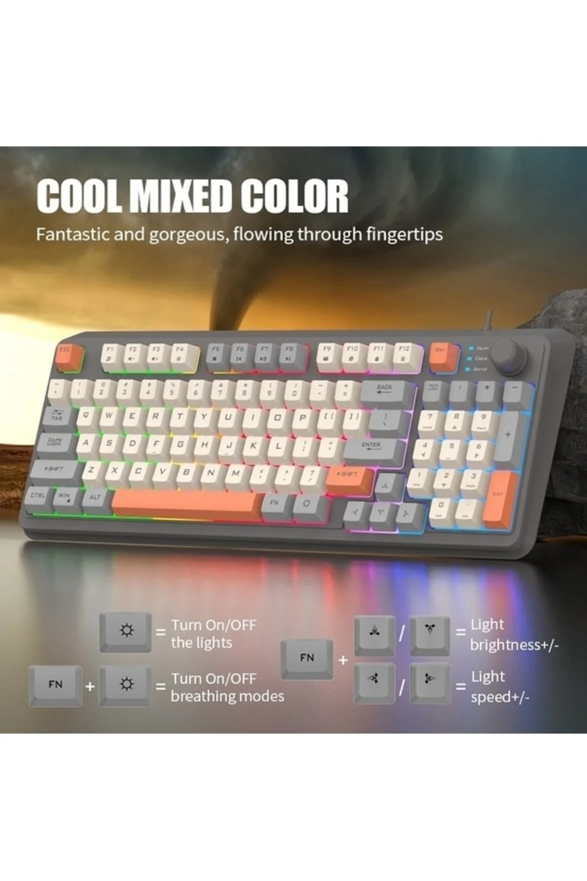 K82 Numerik Tuş Süper Hafif Süper Sessiz Gaming & Office Göstergeli Ses ve RGB Kontrol Oyuncu Klavye