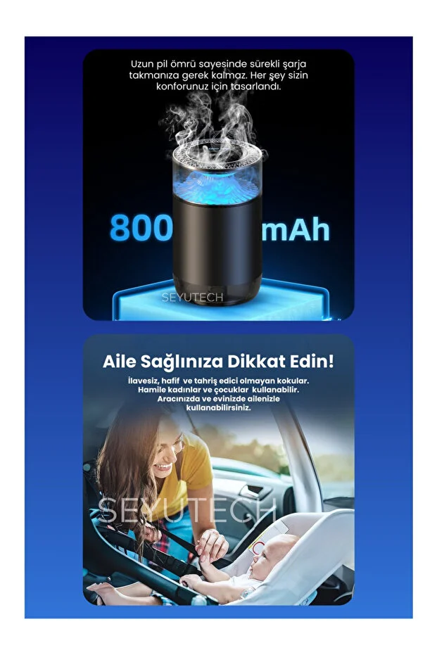 Kartuşlu Araç Kokusu Şarjlı 4 Farklı Ortam ve Oda Hava Nemlendirici