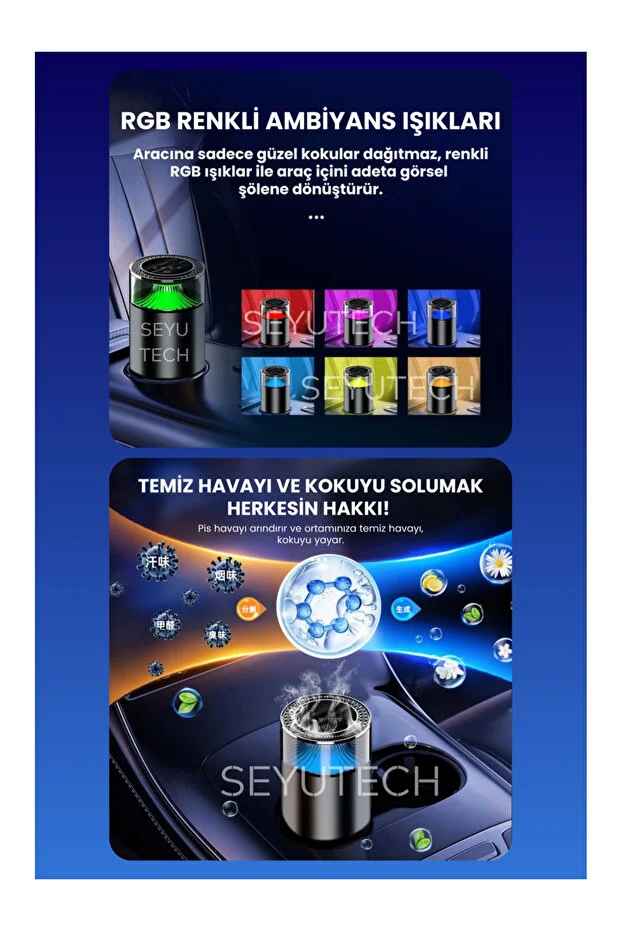 Kartuşlu Araç Kokusu Şarjlı 4 Farklı Ortam ve Oda Hava Nemlendirici