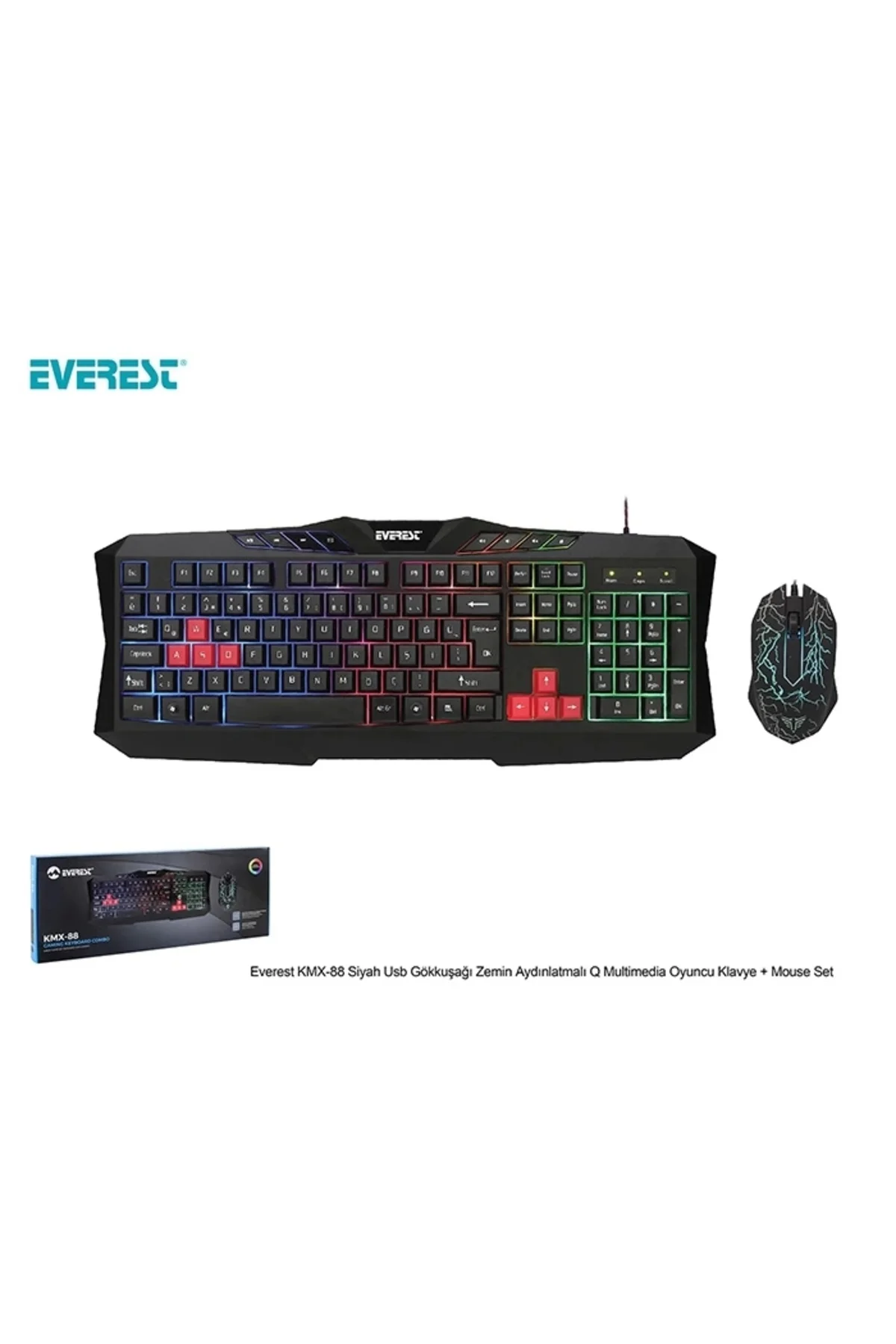 KMX-88 USB Kablolu Siyah Gaming Q Klavye+ Mouse Set