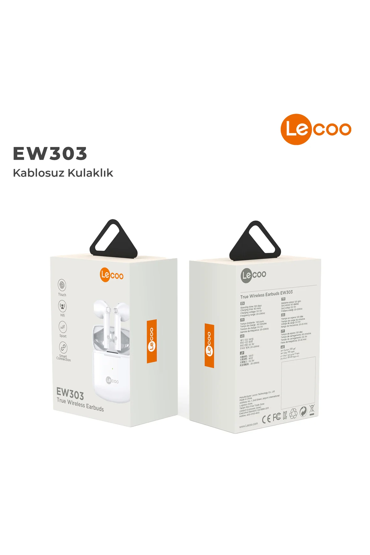 Lecoo Ew303 Bluetooth 5.0 Tws Kablosuz Kulak Içi Mikrofonlu Kulaklık Beyaz Suya Dayanıklı Spor