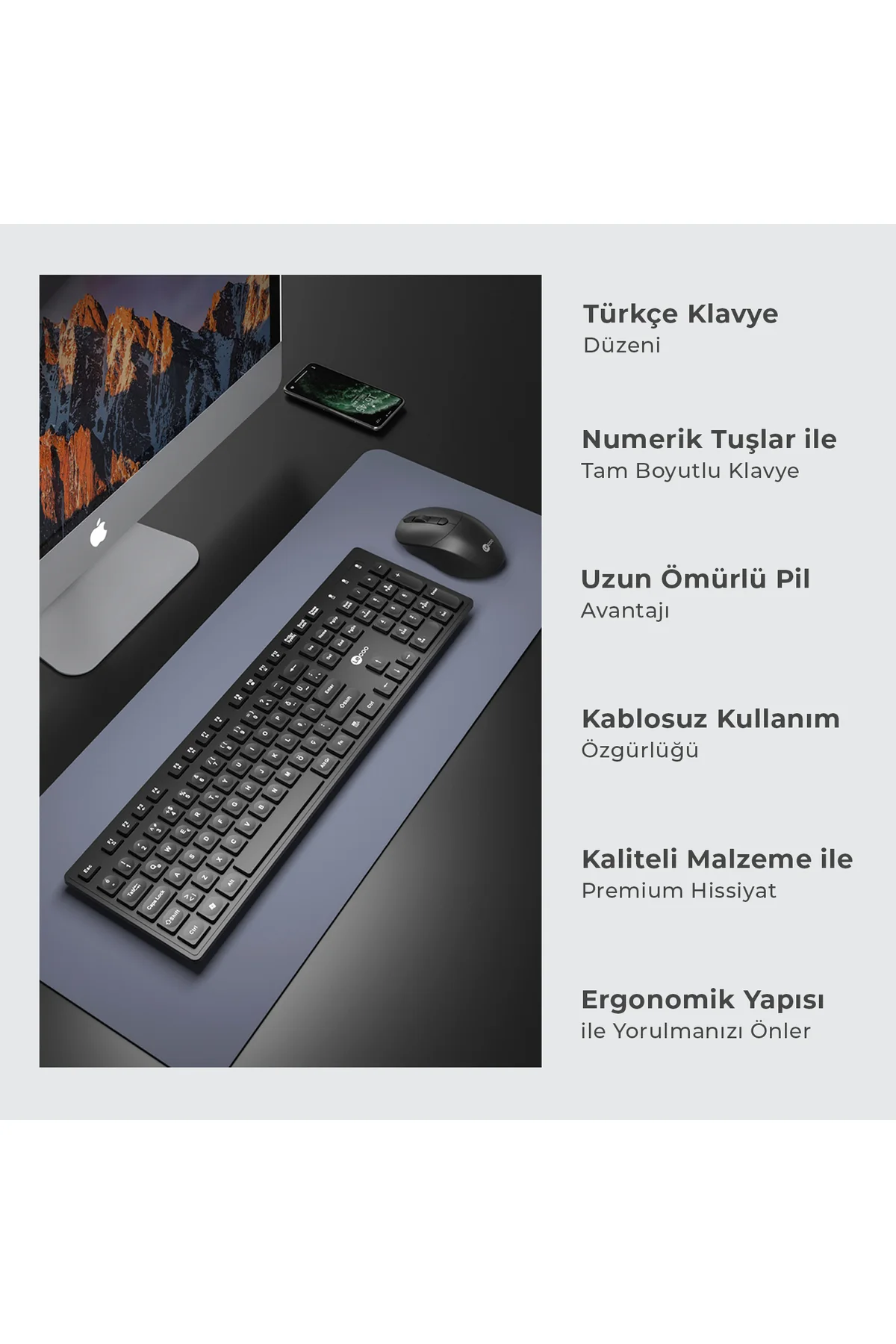 Lecoo Kw201 Kablosuz Türkçe Q Klavye & Mouse Set Siyah
