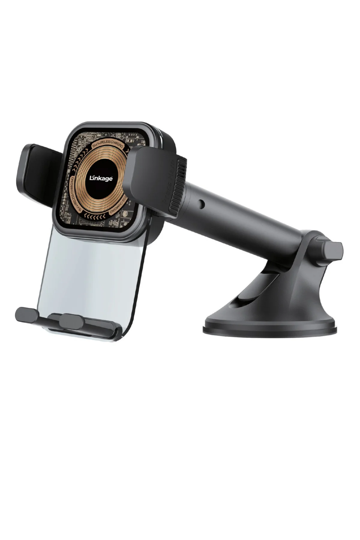 LWS6 15W Kablosuz Hızlı Şarjlı Vantuzlu Araç İçi Telefon Tutucu - Şeffaf Gövdeli, 360 Derece Dönebilen Cam