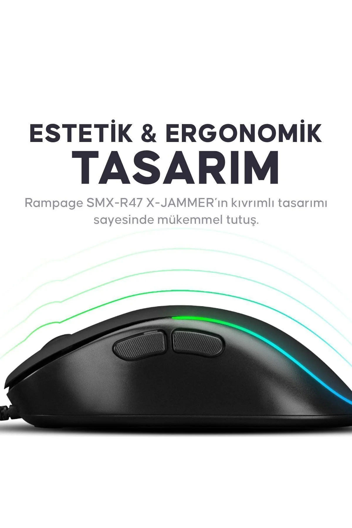 Rampage Smx-r47 X-jammer Usb Rgb Drag Click Örgü Kablo 12800 Dpi Makrolu Gaming Mouse Oyuncu Mouse
