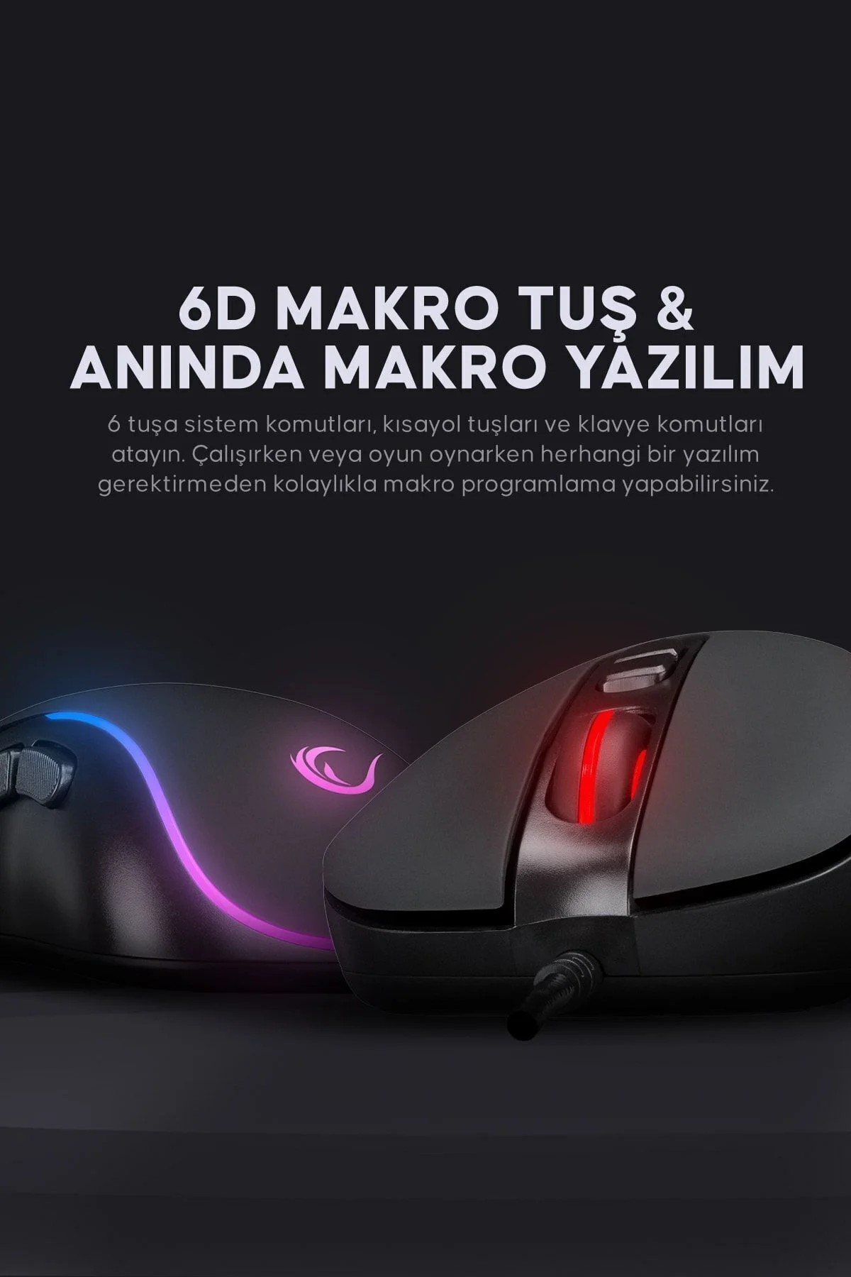Rampage Smx-r47 X-jammer Usb Rgb Drag Click Örgü Kablo 12800 Dpi Makrolu Gaming Mouse Oyuncu Mouse