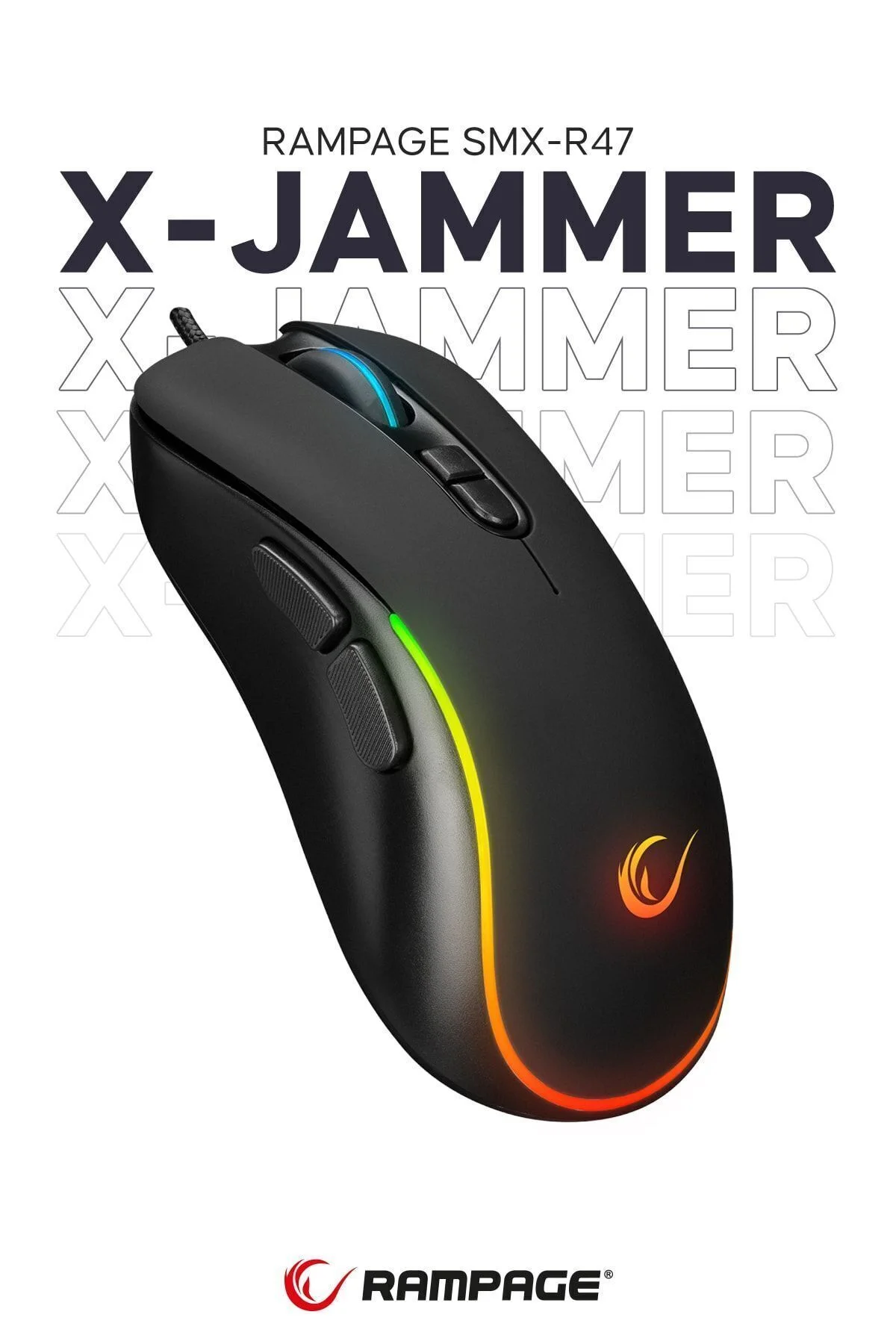 Rampage Smx-r47 X-jammer Usb Rgb Drag Click Örgü Kablo 12800 Dpi Makrolu Gaming Mouse Oyuncu Mouse