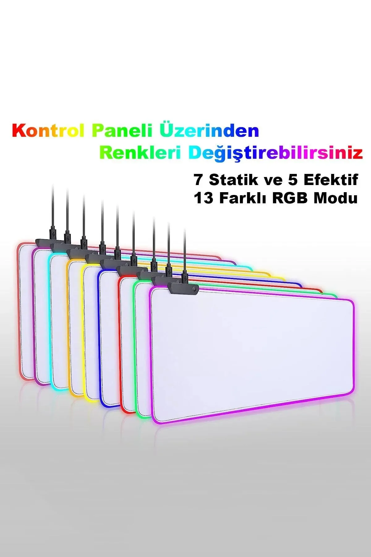 Rgb Beyaz Speed Yüzey Mouse Pad  13 Farklı Renk Modu Su Geçirmez Oyuncu Gaming Xl Mousepad