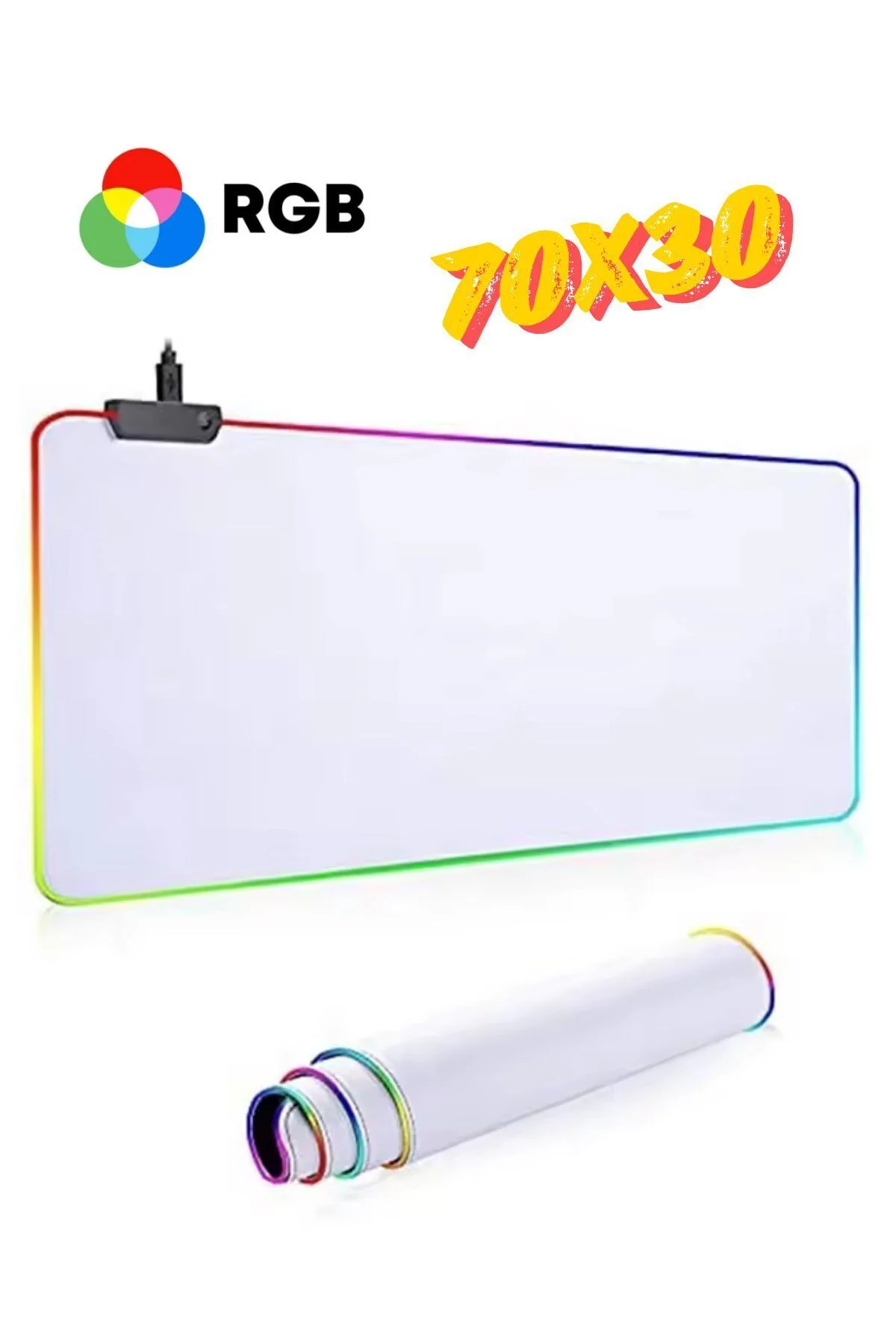 Rgb Beyaz Speed Yüzey Mouse Pad  13 Farklı Renk Modu Su Geçirmez Oyuncu Gaming Xl Mousepad