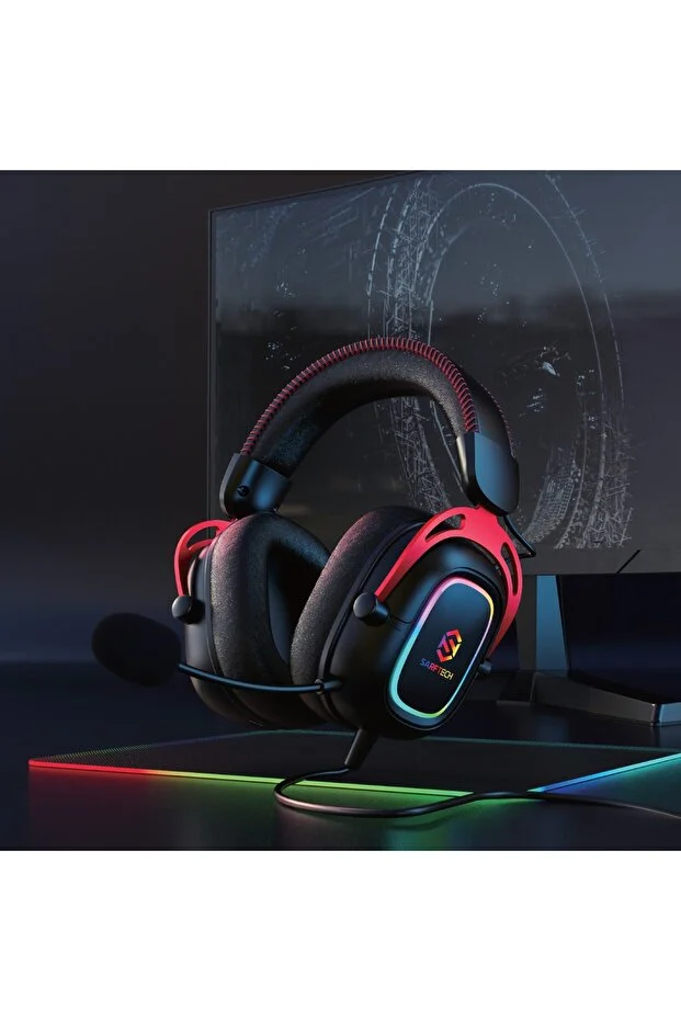 SARF2 Siyah USB 7.1 RGB Argonomik Katlanabilir Kontrolcülü Örgülü Kablo Gaming Oyuncu Kulaklık