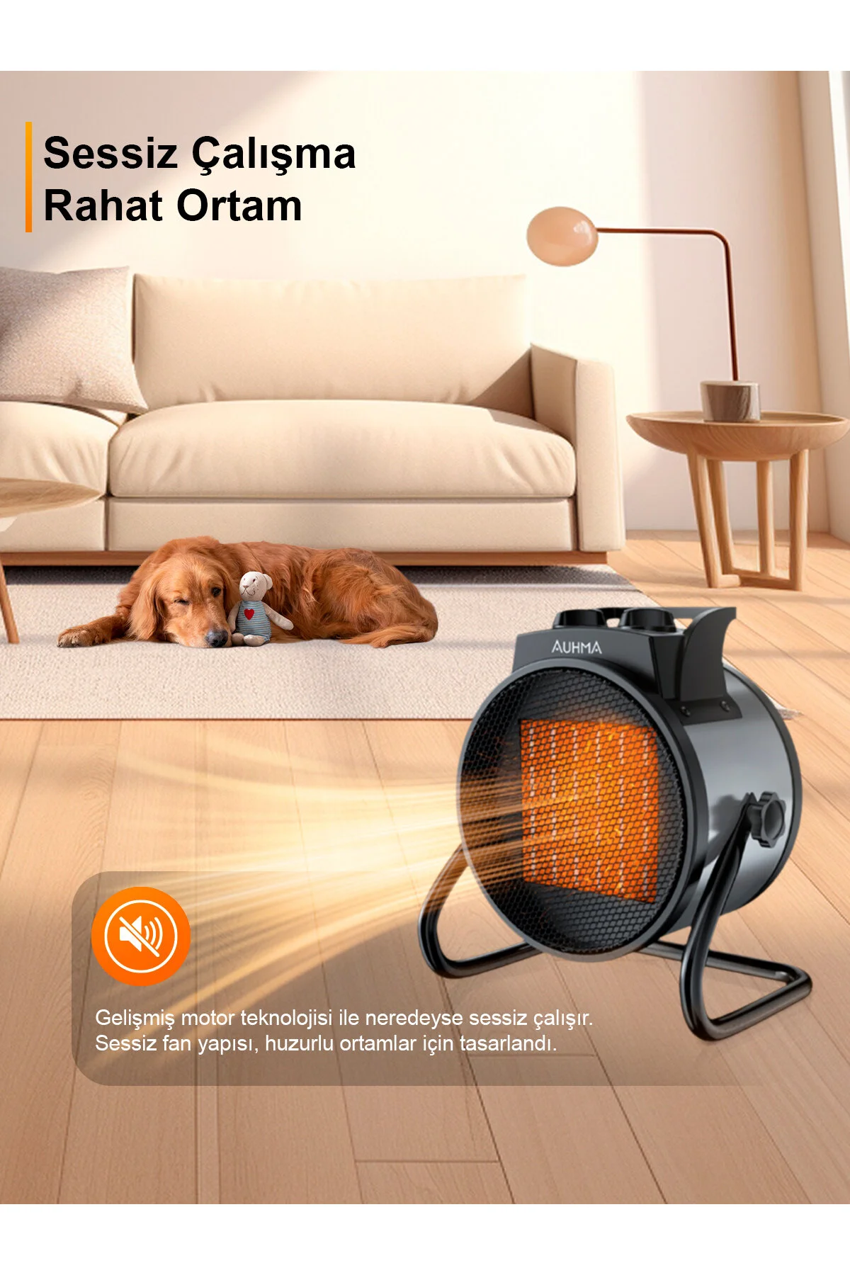 Auhma AT1H Elektrikli Isıtıcı Fan – 3000W, 3 Kademeli Ayarlı PTC Isıtma