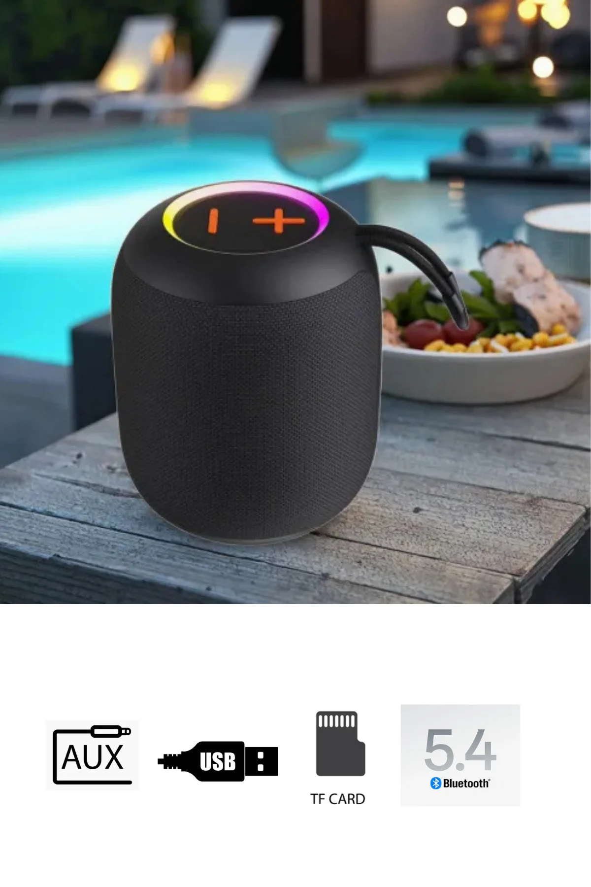 Siyah 5W Wireless Speaker Hoparlör BT 5.4V Lityum 1.200Mah BT+USB+TF+FM Mini Speaker