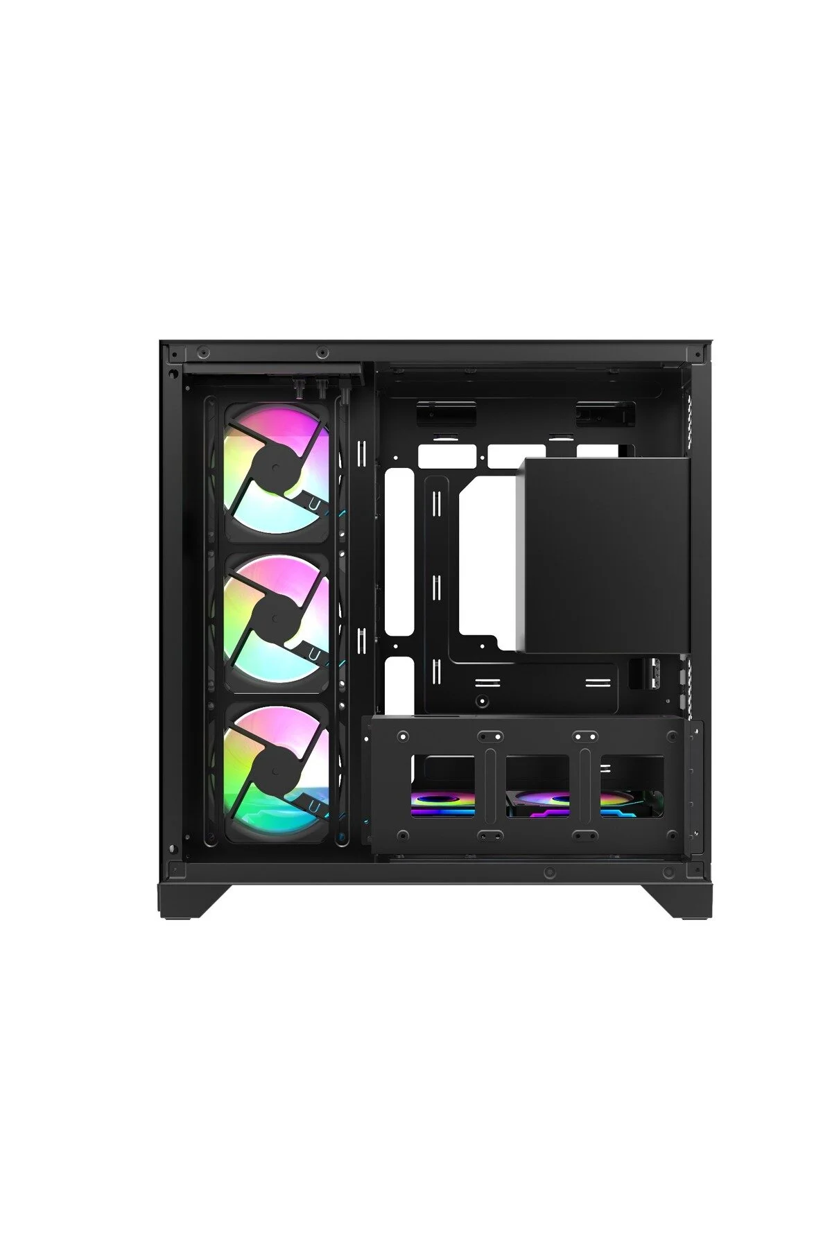 Siyah RGB 7 Fanlı Gaming Akvaryum Kasa – 7x120mm, Type-C