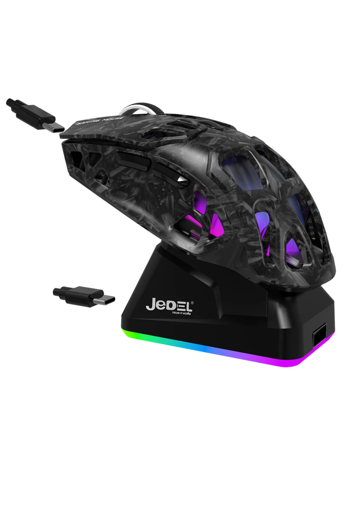 Siyah RGB Şarj İstasyonlu 12.000 DPI Gaming Oyuncu Mouse Bluetooth + 2.4G + Kablolu Gaming Mouse