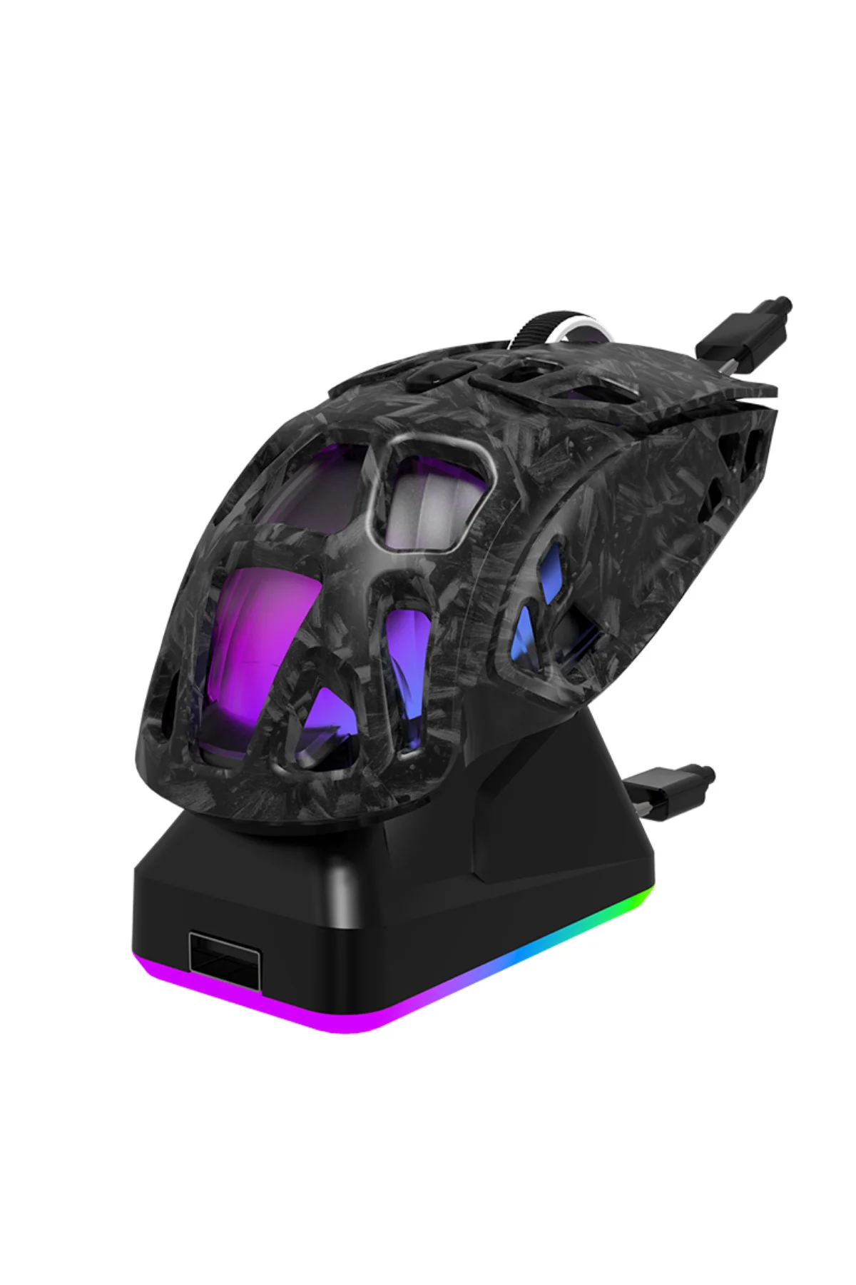Siyah RGB Şarj İstasyonlu 12.000 DPI Gaming Oyuncu Mouse Bluetooth + 2.4G + Kablolu Gaming Mouse