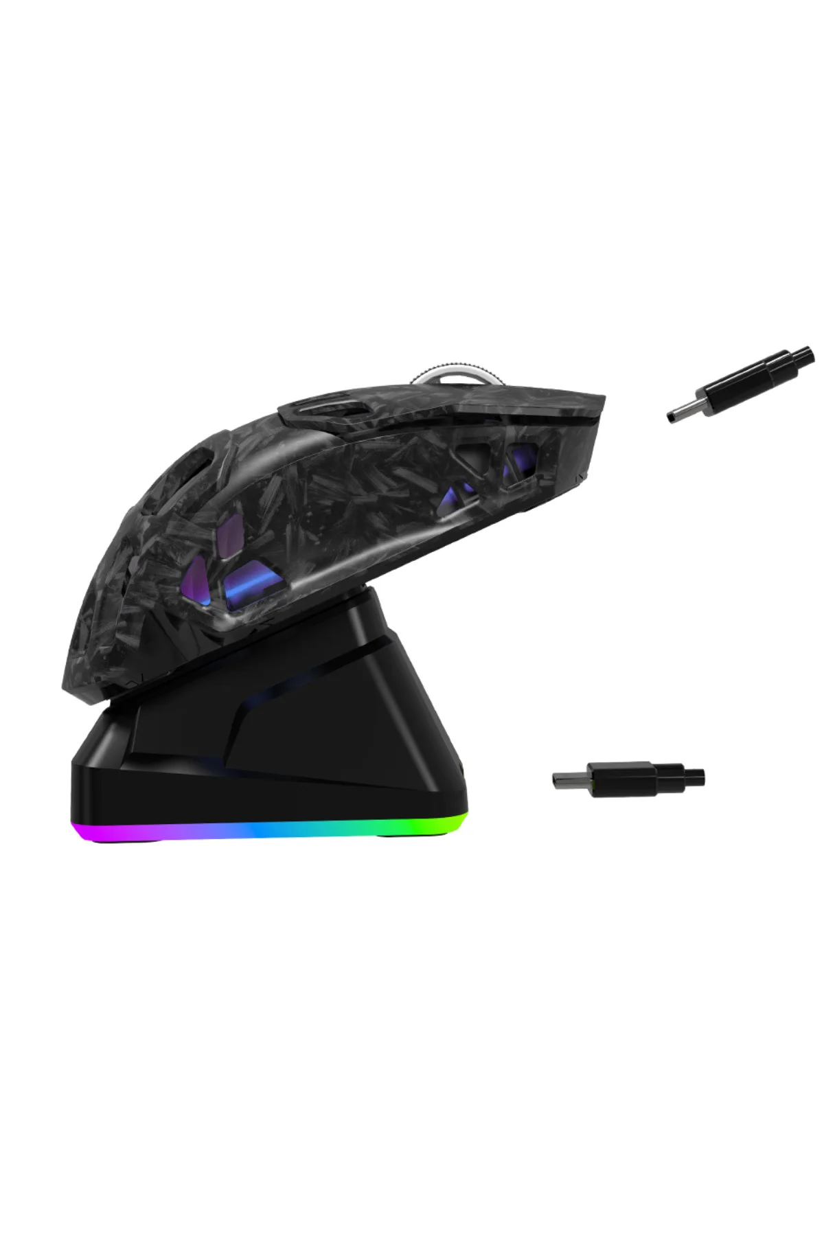 Siyah RGB Şarj İstasyonlu 12.000 DPI Gaming Oyuncu Mouse Bluetooth + 2.4G + Kablolu Gaming Mouse