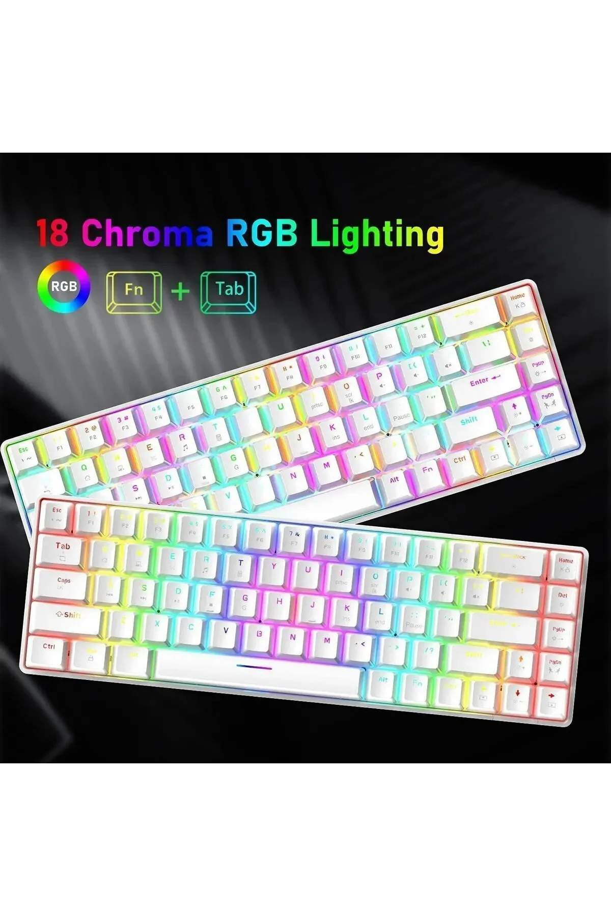 T60 Siyah Mavi Blue Switch App Uygulamalı Mekanik Rgb Klavye Kablolu Gaming Oyuncu Klavyesi
